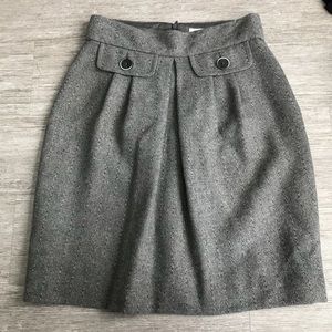 Trina Turk Grey Pinstripe Pleated Wool Skirt, Sz 0